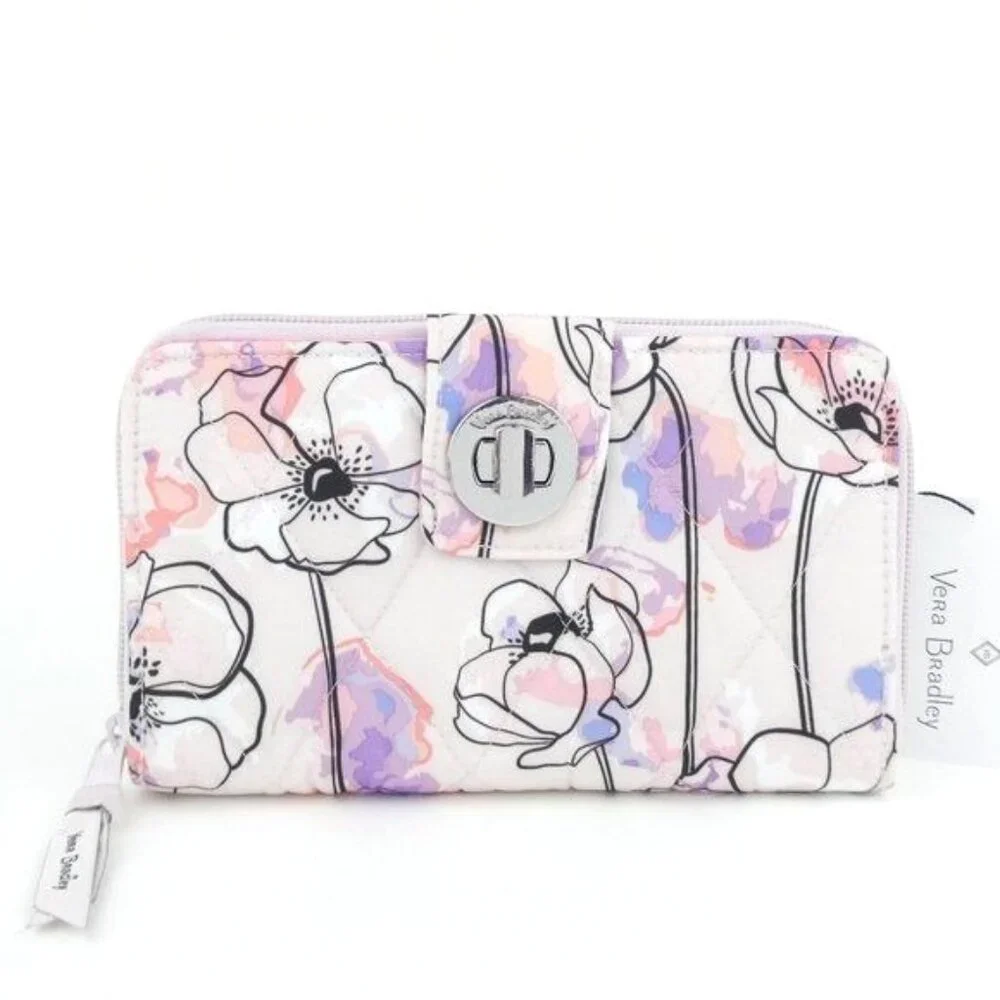 Vera‎ Bradley Anemone Watercolor Ultralight RFID Turnlock Wallet NWT